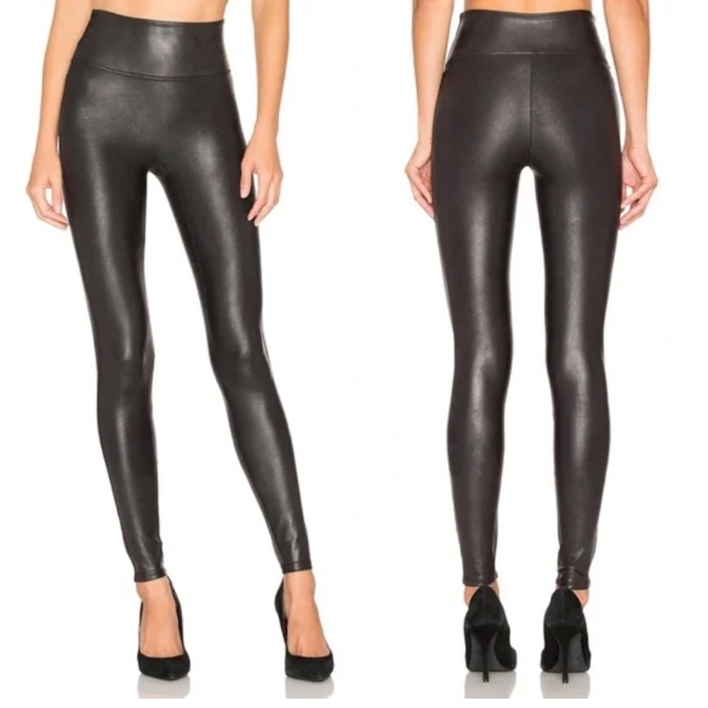 SPANX Black Faux Leather Leggings Pants - Picture 2 of 16